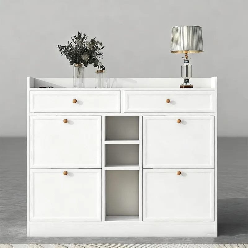 ELEGANT WOODEN SHOE CABINET WITH ADJUSTABLE SHELVES