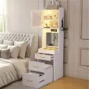 3 IN 1 BEDSIDE TABLE NIGHTSTAND WITH CHAIR LED ADJUSTABLE LAMP AND CHARGING STATION