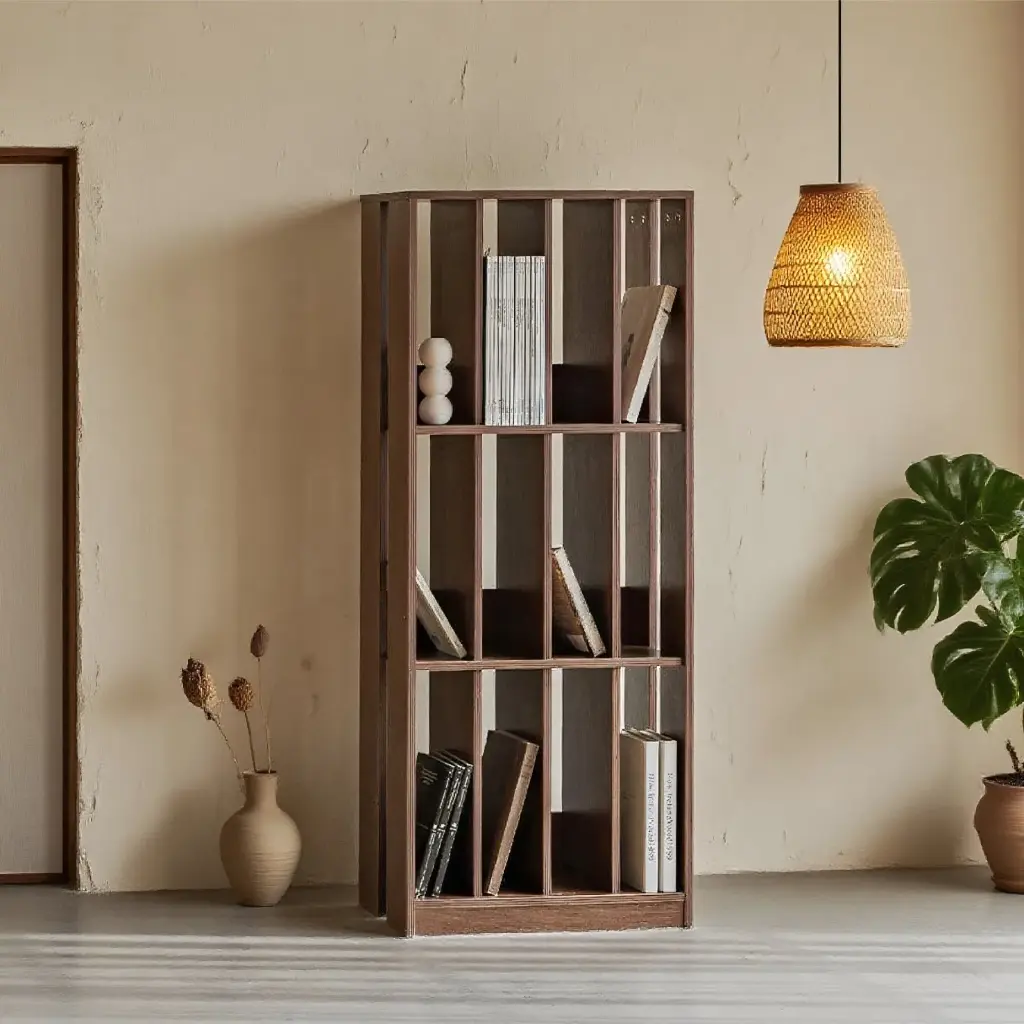 MODERN MULTI FUNCTIONAL BOOKSHELF WITH HEIGHTENED GRID STORAGE
