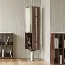 MULTI FUNCTIONAL ROTATING WOODEN BOOKSHELF WITH BUILT IN MIRROR