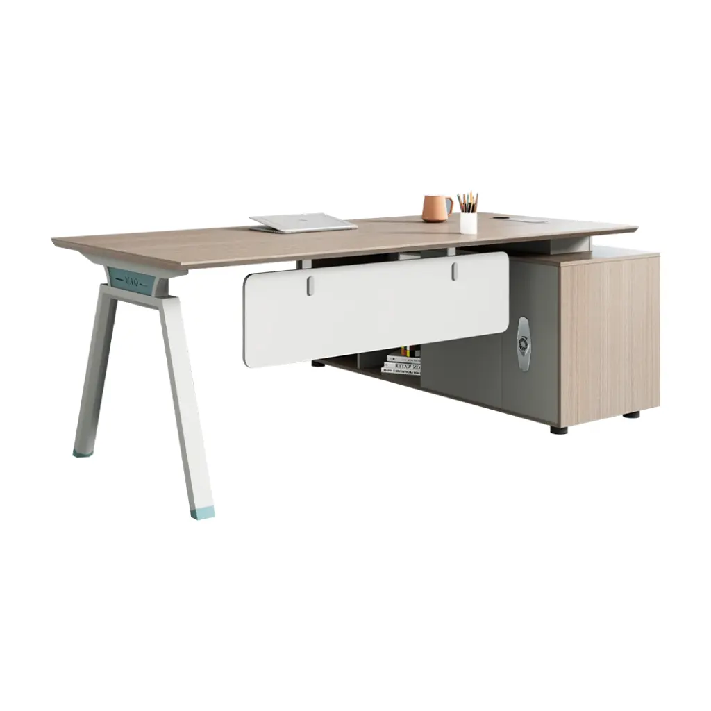 MODERN OFFICE DESK WITH SIDE CABINET - GH SERIES 