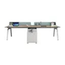 MODERN 4-PERSON WORKSTATION TABLE WITH INTEGRATED MAGIC BOX AND SIDE CABINET IN MIDDLE - GH SERIES 