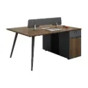 MODERN 2 PERSON DARK WOOD WORKSTATION WITH MAGIC BOX AND SIDE CABINET ON THE SIDE IN - GH SERIES 