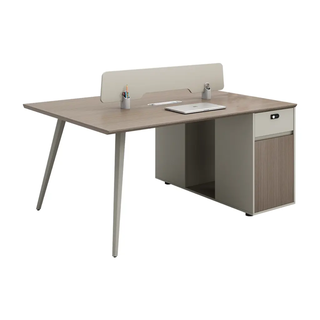 SIMPLE 2 PERSON COMPACT WORKSTATION WITH SIDE STORAGE - GH SERIES 