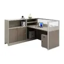 L-SHAPED 2 PERSON WORKSTATION WITH STORAGE AND GLASS PARTITION - GH SERIES 