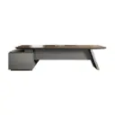 MODERN ANGLED-LEG EXECUTIVE DESK WITH BRUSHED IRON GRAY FINISH AND ADVANCED CABLE MANAGEMENT - GH SERIES
