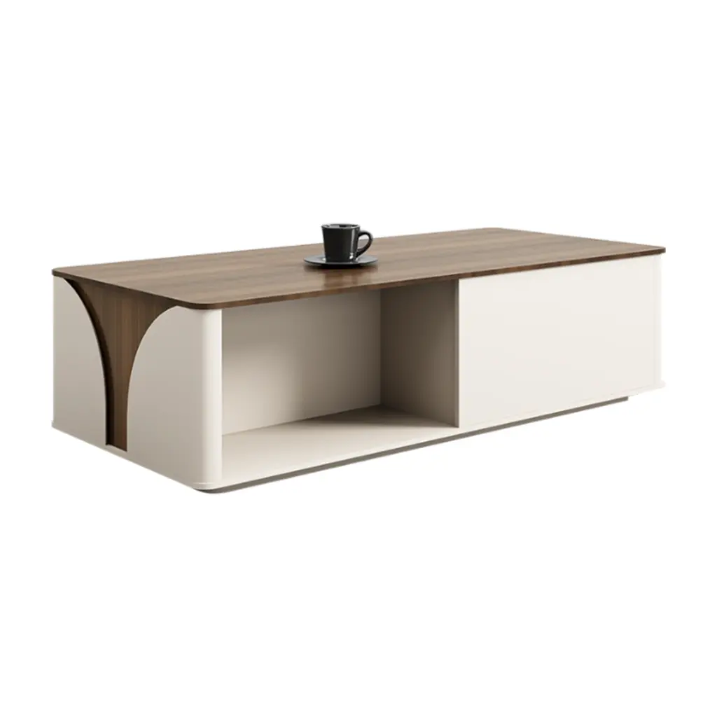 MODERN RECTANGULAR E0 MDF COFFEE TABLE WITH OPEN STORAGE SHELF - GH SERIES
