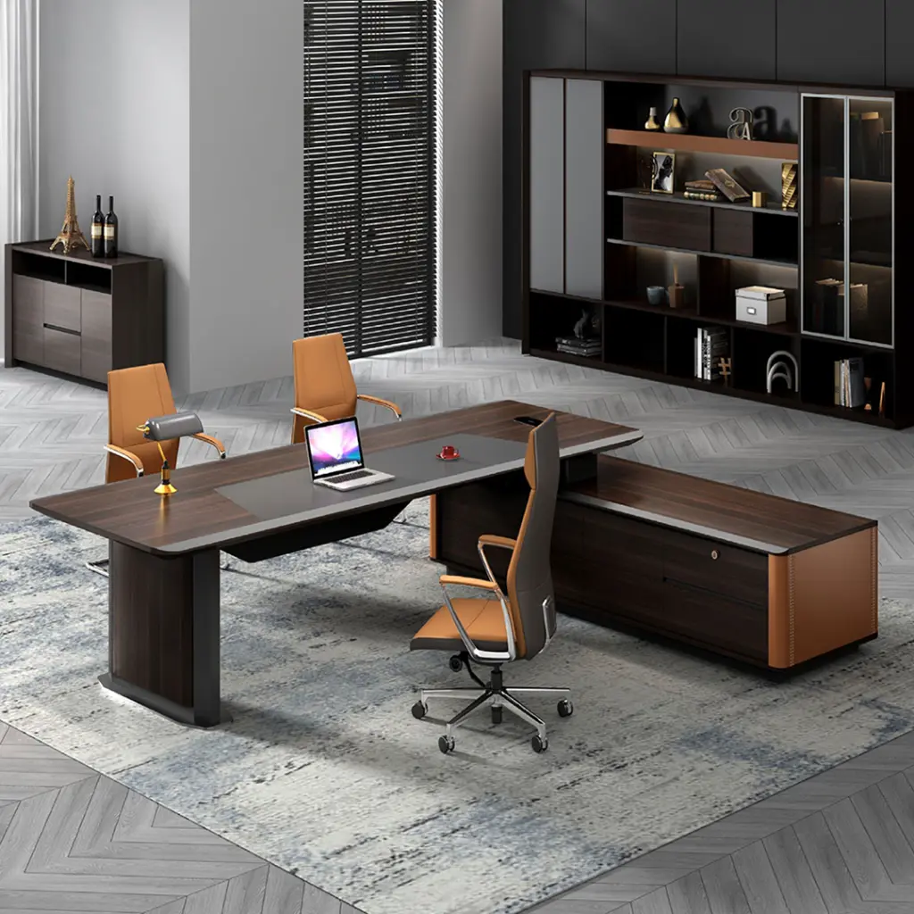 MODERN LEFT RIGHT REVERSIBLE E1 MDF STORAGE OFFICE DESK - KNIGHT SERIES 