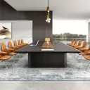 LARGE FORMAT E1 MDF EXECUTIVE CONFERENCE TABLE WITH LEATHER INLAY AND MULTI PNEUMATIC SOCKETS - KNIGHT SERIES 