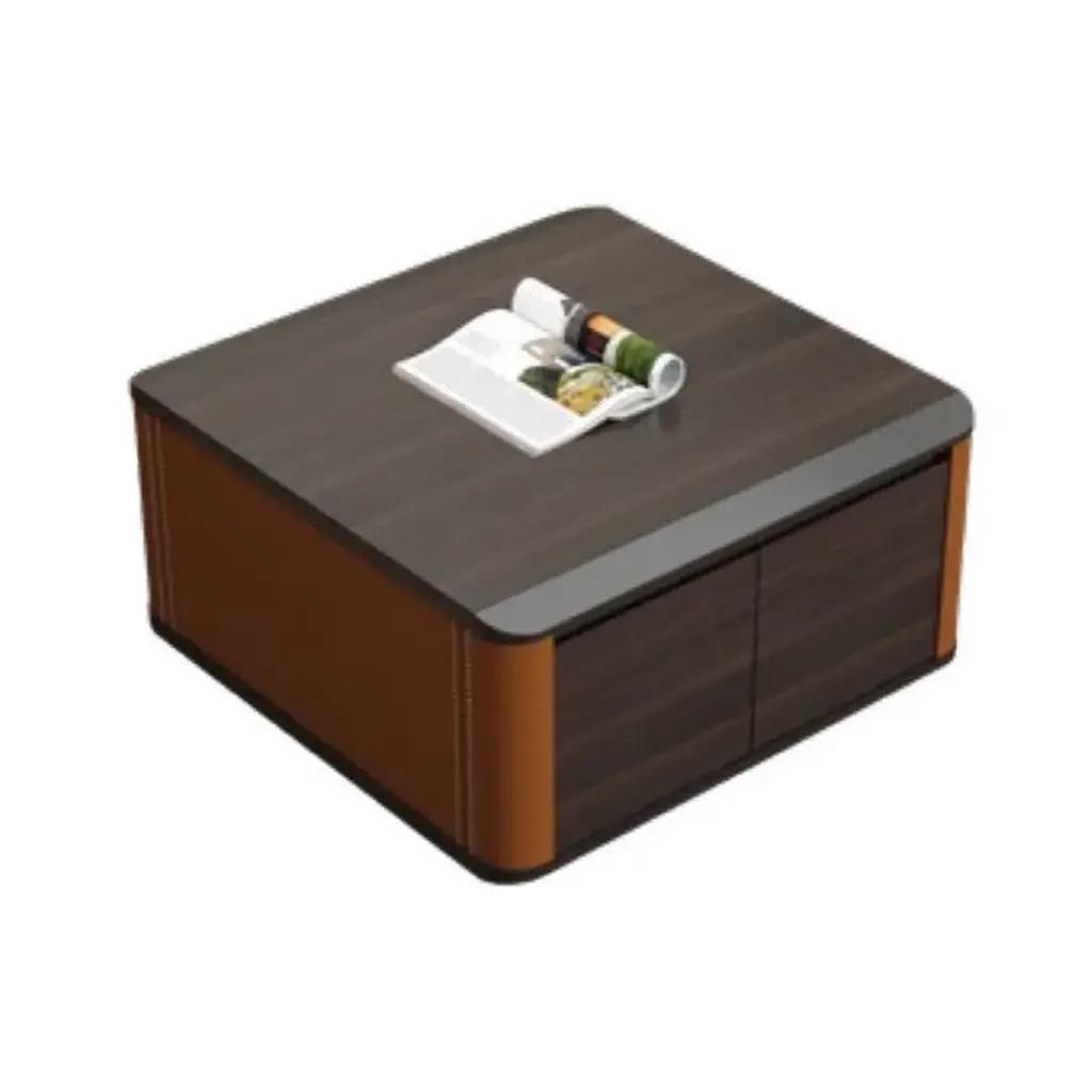 MODERN E1 MDF COMPACT OFFICE COFFEE TABLE WITH MELAMINE FINISH AND DOUBLE STORAGE CABINETS - KNIGHT SERIES