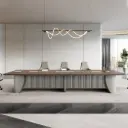 ULTRA GRAND MODERN WALNUT EXECUTIVE CONFERENCE DESK WITH PRO MULTI-FUNCTIONAL CABLE HUB - PHANTOM SERIES