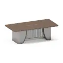 LARGE MODERN WALNUT EXECUTIVE CONFERENCE DESK WITH INTEGRATED MULTI-FUNCTIONAL CABLE HUB - PHANTOM SERIES