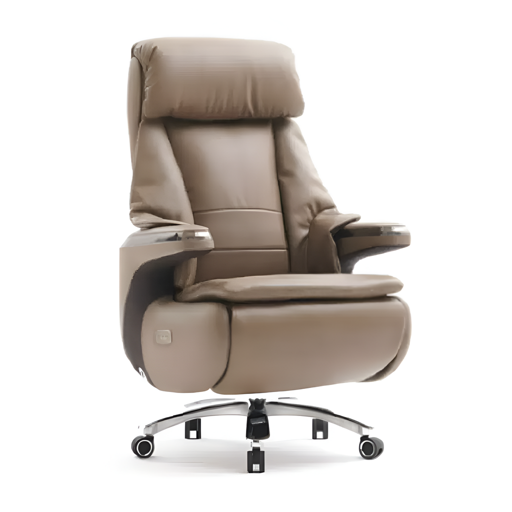 PREMIUM ELECTRIC WALNUT-TONE EXECUTIVE FUNCTION CHAIR WITH POWER ADJUSTMENT - PHANTOM SERIES
