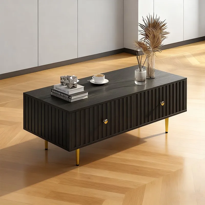 CONTEMPORARY BLACK STRIPED STORAGE COFFEE TABLE