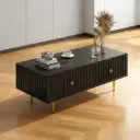 CONTEMPORARY BLACK STRIPED STORAGE COFFEE TABLE