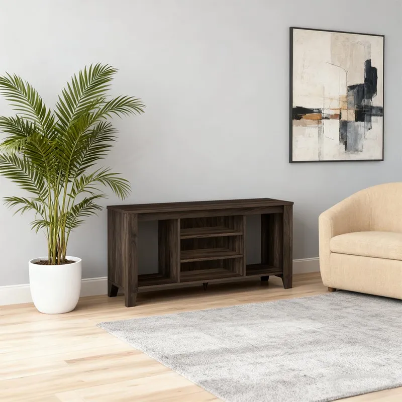 CONTEMPORARY THREE TIERED TV STAND WITH AMPLE STORAGE SPACE