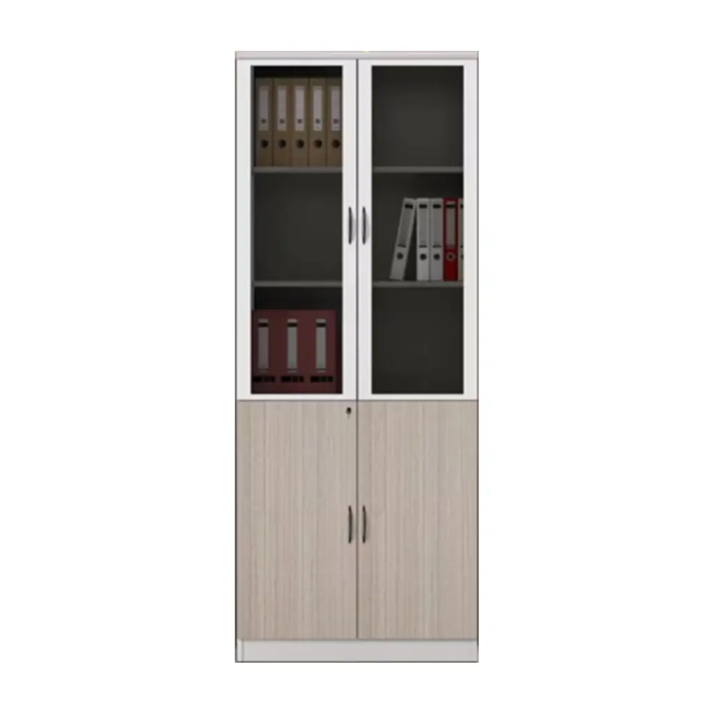 MODERN FILE CABINET WITH GLASS DOORS AND GREY FINISH - GH SERIES 