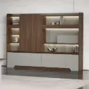 MODERN MID-SPAN WALNUT STORAGE FILE CABINET WITH VOICE-CONTROLLED LIGHTING – PHANTOM SERIES