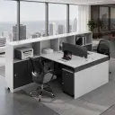 DUAL ERGO STORAGE BENCH STYLE OFFICE WORKSTATION