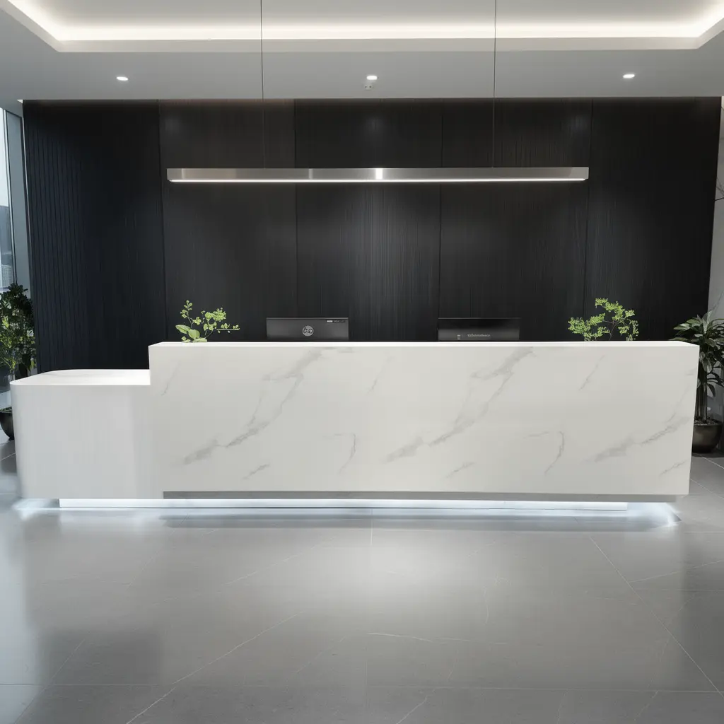 FLOATING MARBLE RECEPTION DESK