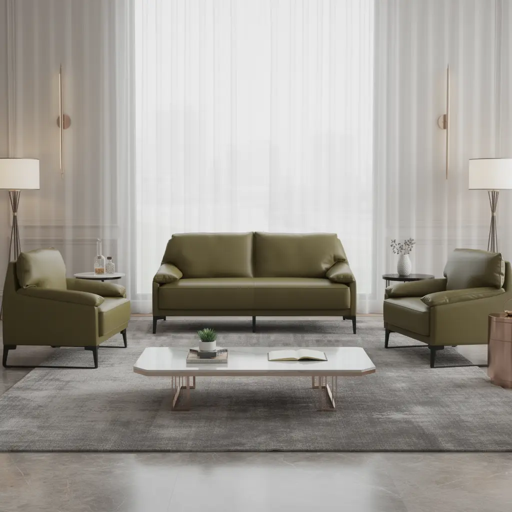 Olive Green Matching Sofa & Loveseat Set
