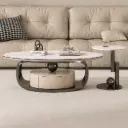 Marble Round Coffee Table with Crescent Arc Pedestal