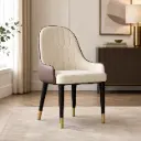 Cream Tall-Back Chair with Walnut Sides & Gold-Tip Legs
