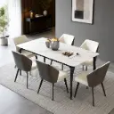 White Marble Rectangular Table with Slim Black Legs