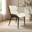 Ivory & Brown Two-Tone Armless Dining Chair