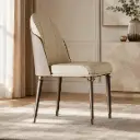 Beige Two-Tone Chair on Champagne Metal Legs