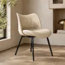 Cream Curved Soft-Back Chair on Black Angled Legs