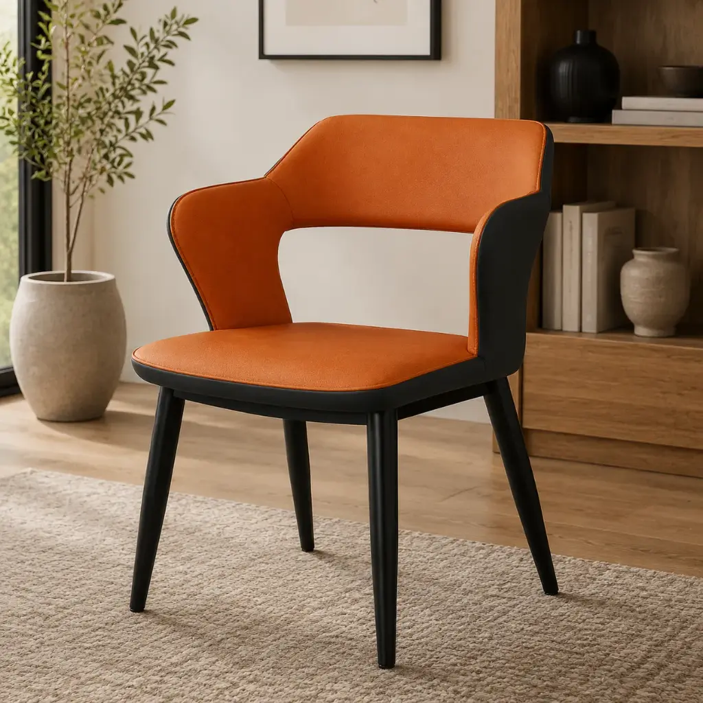 Tangerine Open-Back Curved Arm Dining Chair