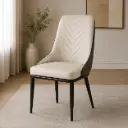 Cream Chevron-Stitch Tall-Back Dining Chair