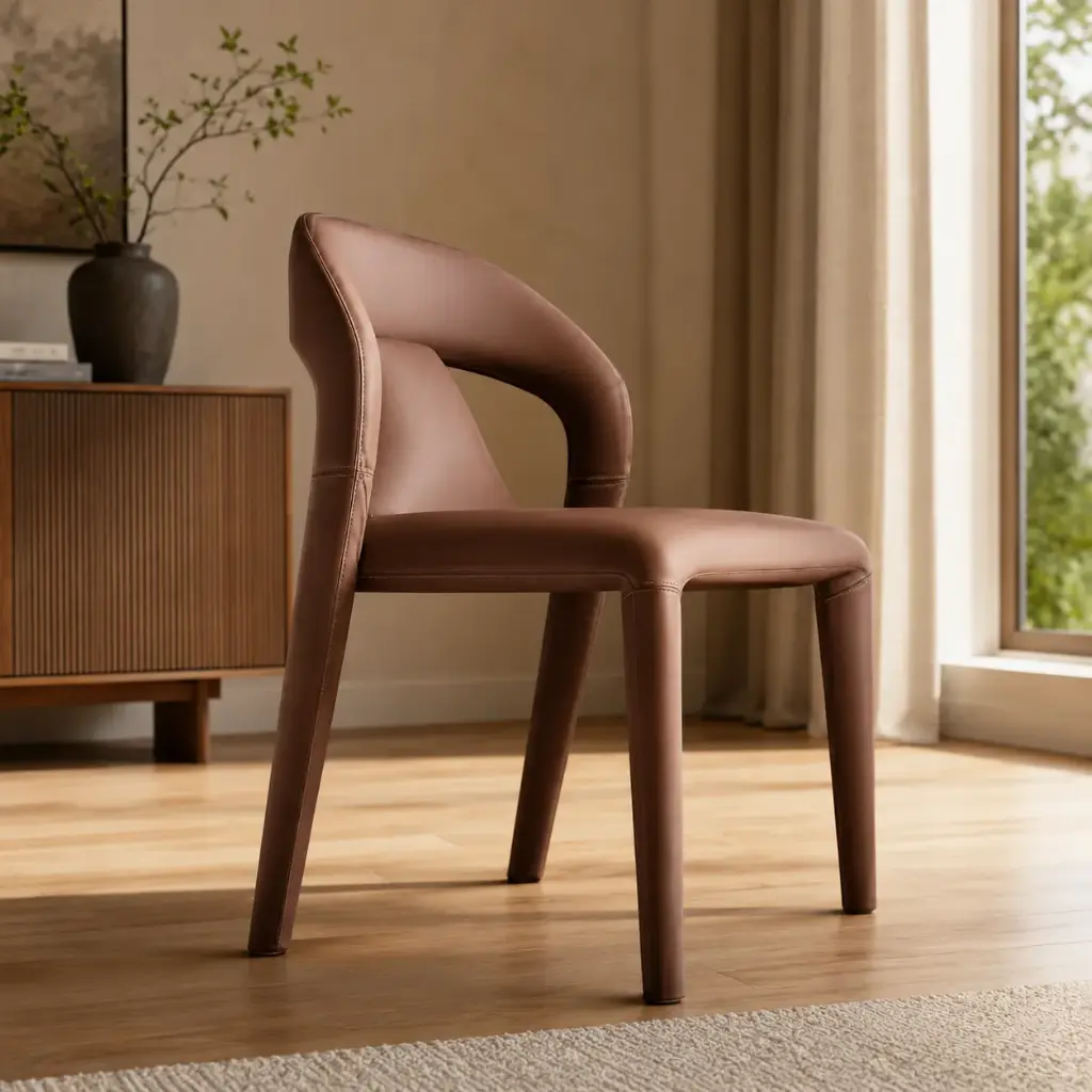 Terracotta Moulded Organic Armless Dining Chair