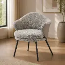 Grey Bouclé Rounded Accent Dining Chair
