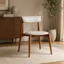 Cream Japandi Upholstered Chair on Walnut Frame