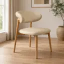 Cream Curved-Back Scandi Chair on Oak Legs
