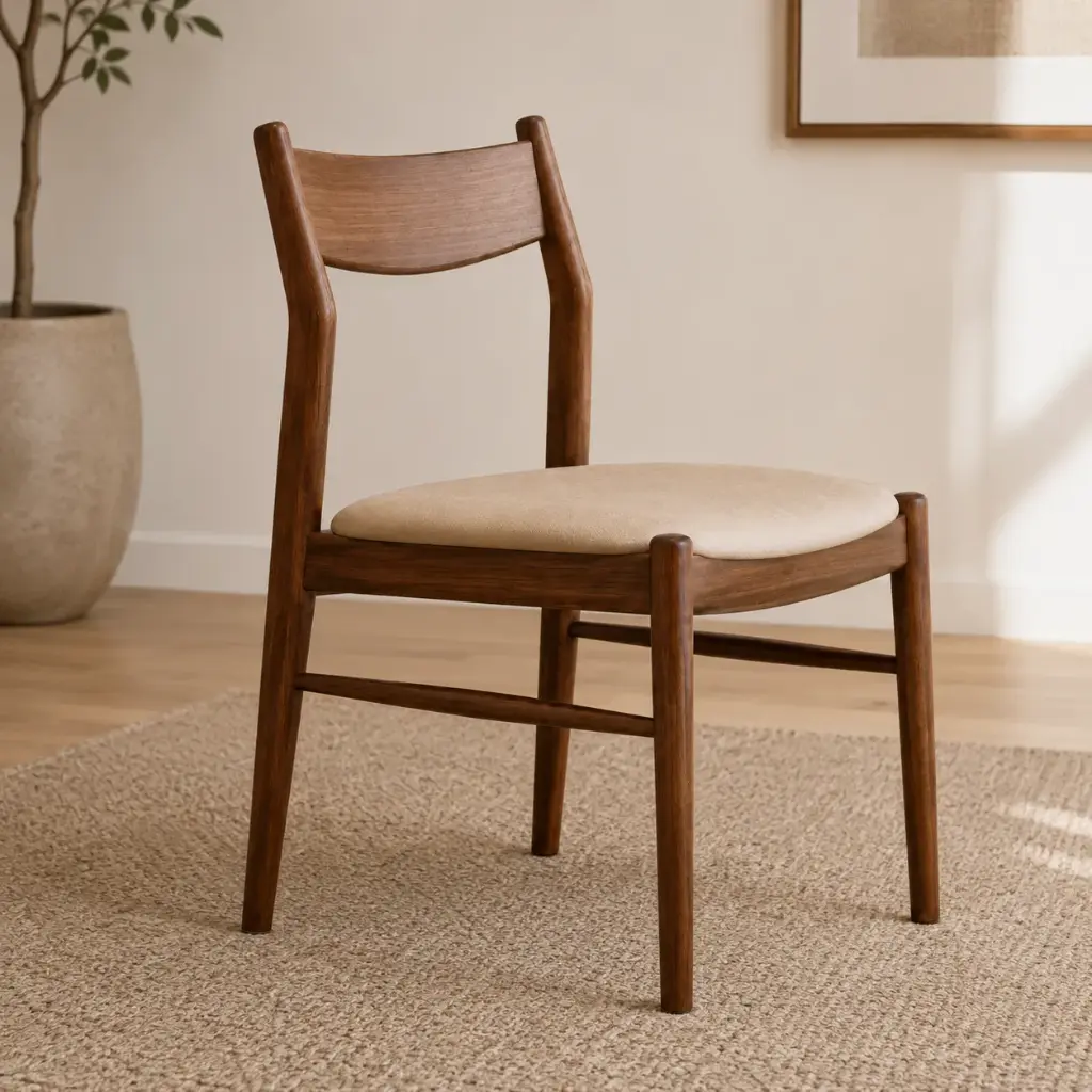 Walnut Low-Back MCM Dining Chair