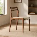 Walnut Curved-Rail Back Upholstered Dining Chair