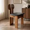 Sculptural Carved Oval-Back Walnut Dining Chair