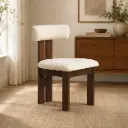 Bouclé Upholstered Chair with Block Walnut Legs