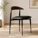 Walnut Curved-Back MCM Chair on Black Legs