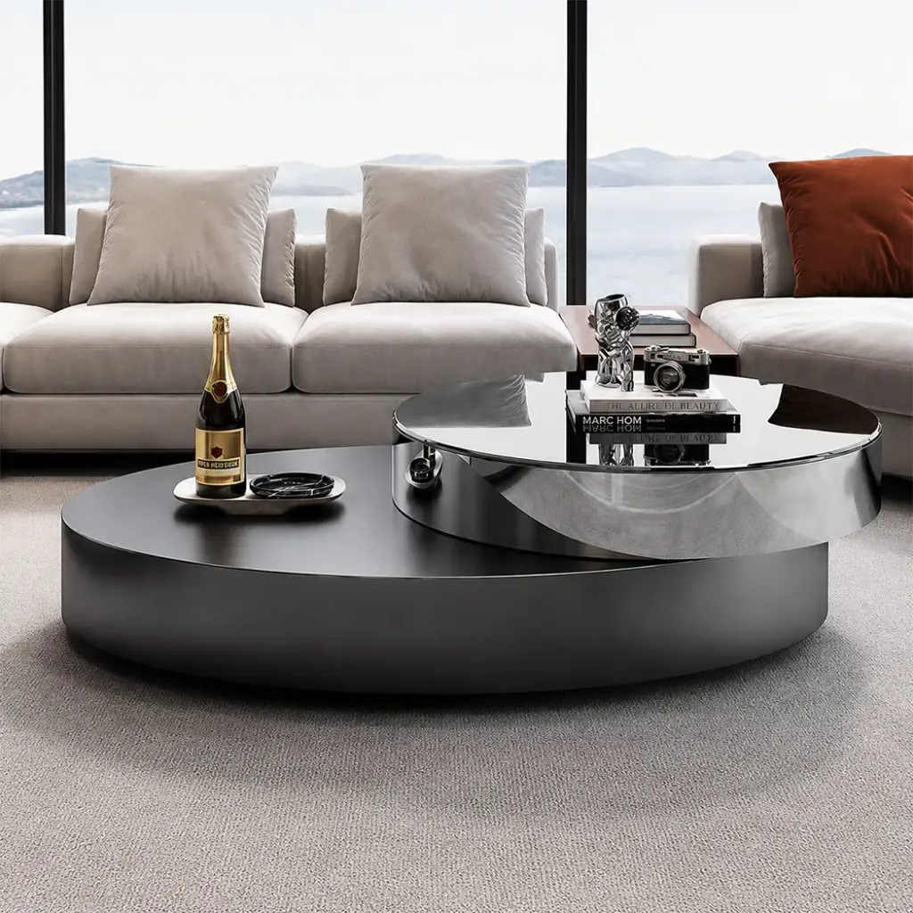Noir Rotating Multi-Level Round Coffee Table