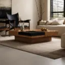 Walnut & Ebony Inset Square Coffee Table