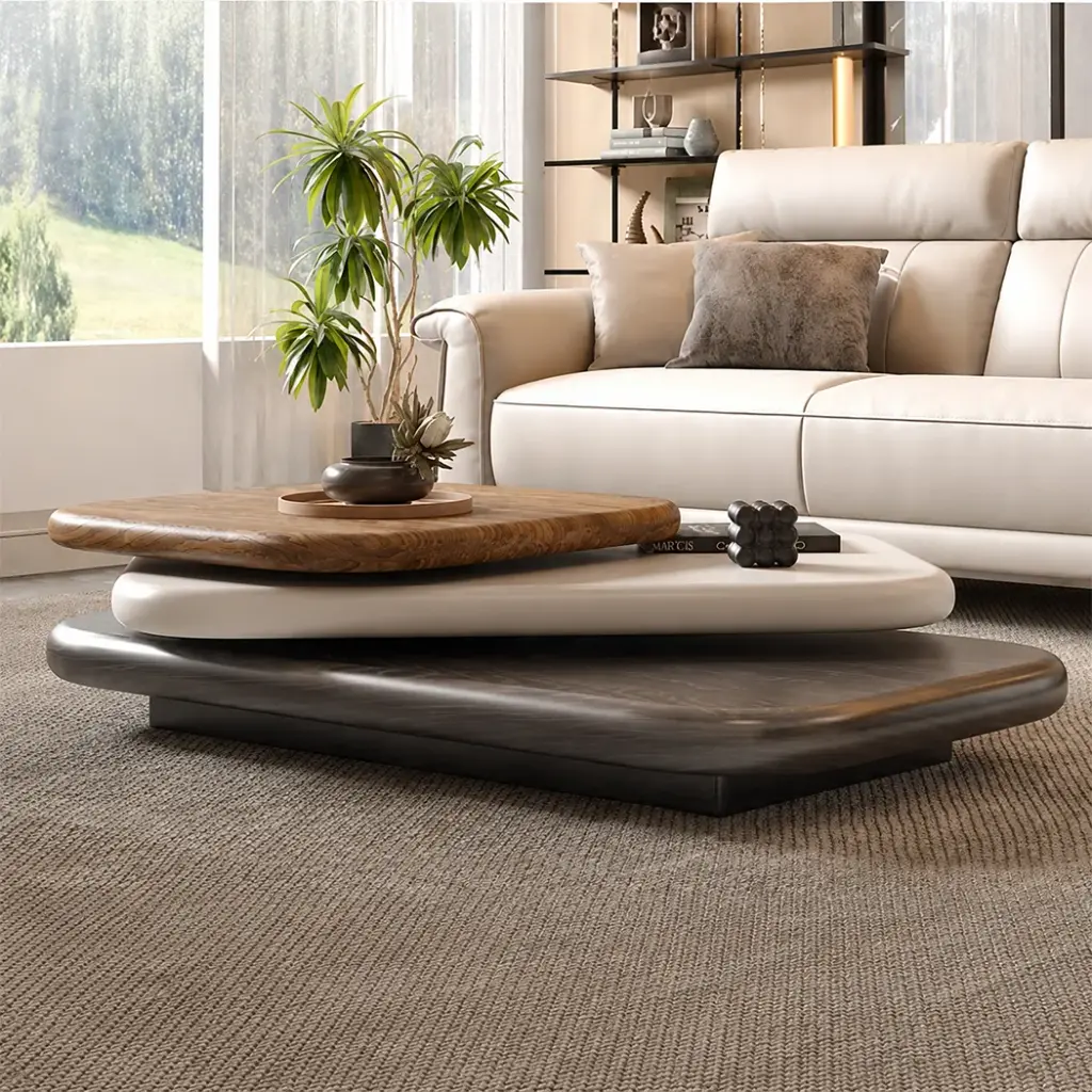 Organic Stacked Two-Tier Coffee Table