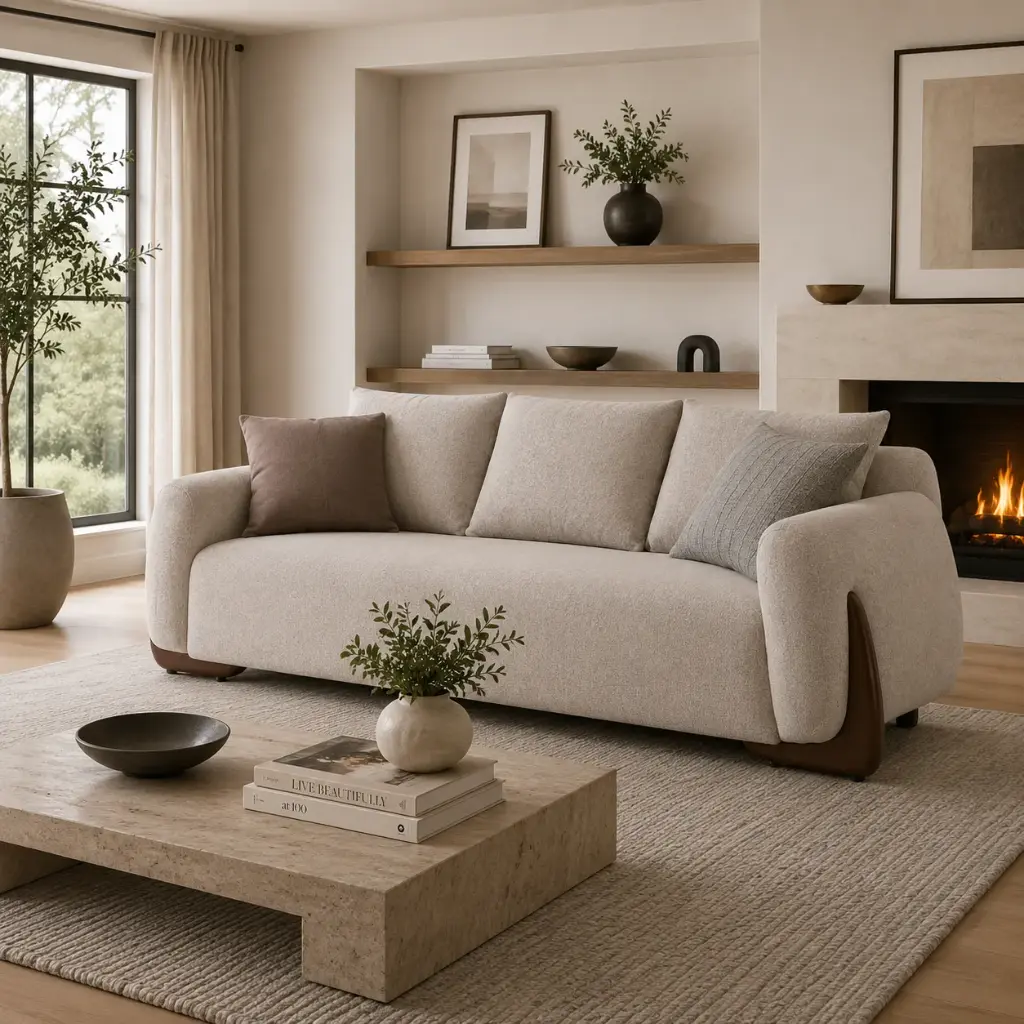Linen Organic Round-End 3-Seater