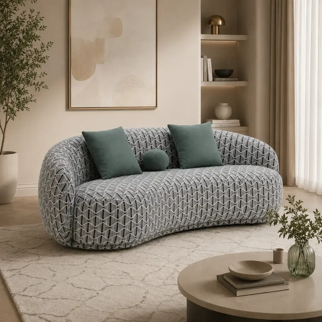Teal Weave Curved Statement Sofa