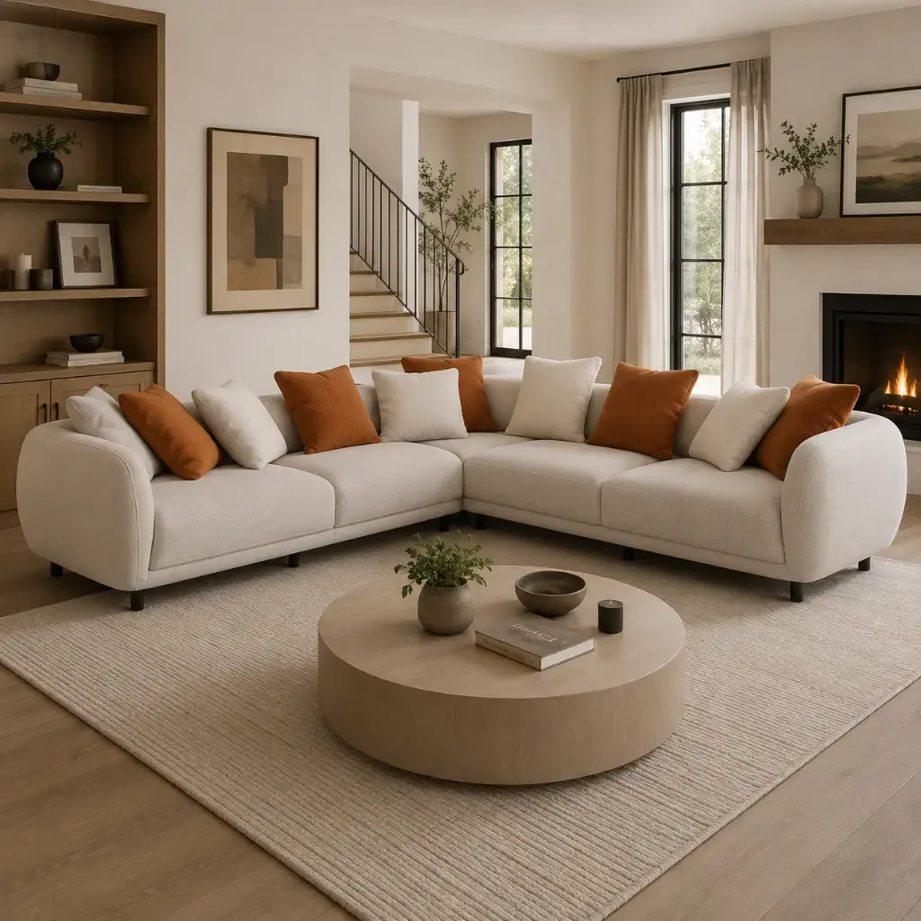 Ivory Round-End Organic L-Sectional