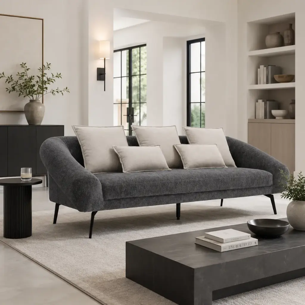 Modern Curved Sofa and Swivel Chair Set