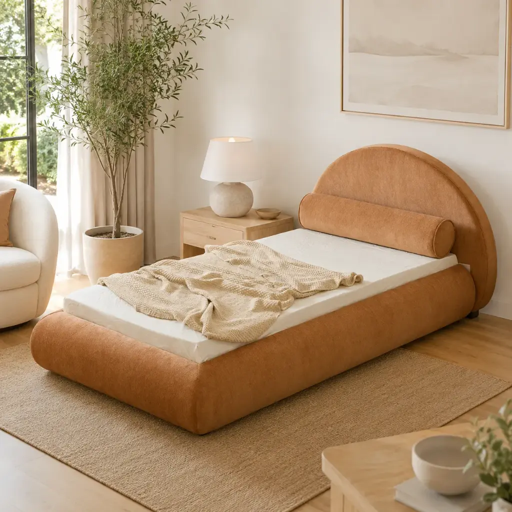 Caramel Arch Sculptural Platform Bed